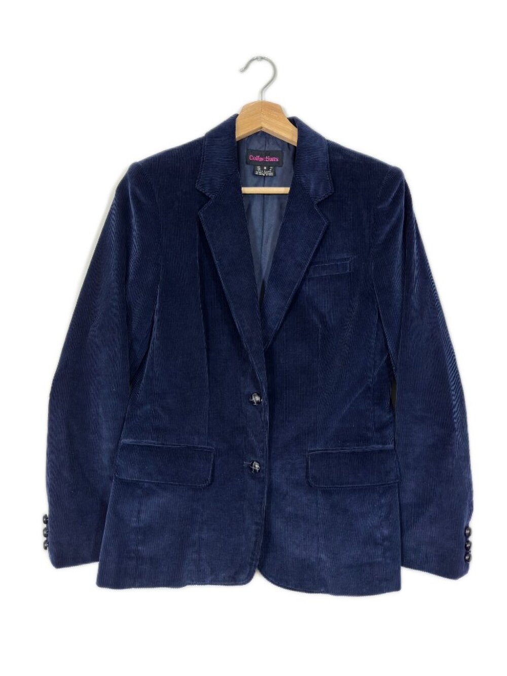 Collections Women's Corduroy Blazer Size 8 Blue Preppy Academia Business Casual